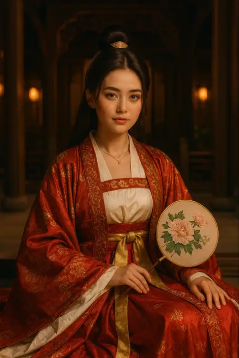 133-chinese-model-red-white-gown-traditional-royal-attire